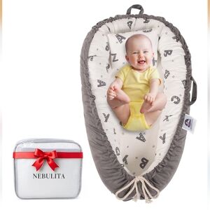Baby Travel Lounger - Gray and White